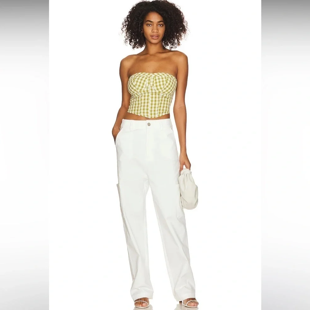 Free People Leilani Tube Top in Green Gingham